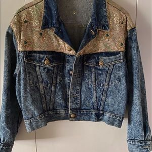 One of a kind embezzled jean jacket